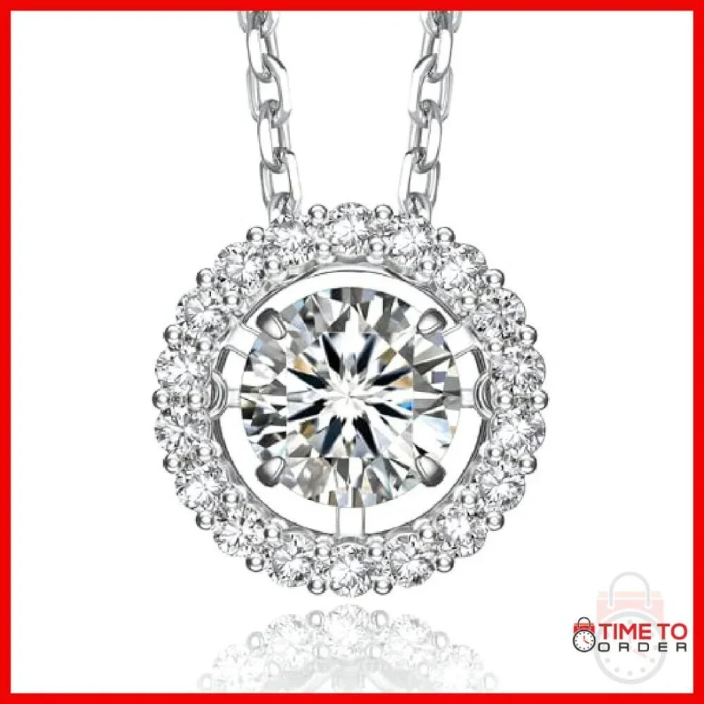 1 Carat Moissanite Floating Necklace 925 Sterling Silver Pendant Gift